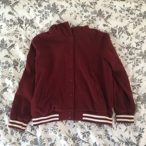 Forever 21 Maroon Striped Varsity Bomber Jacket
